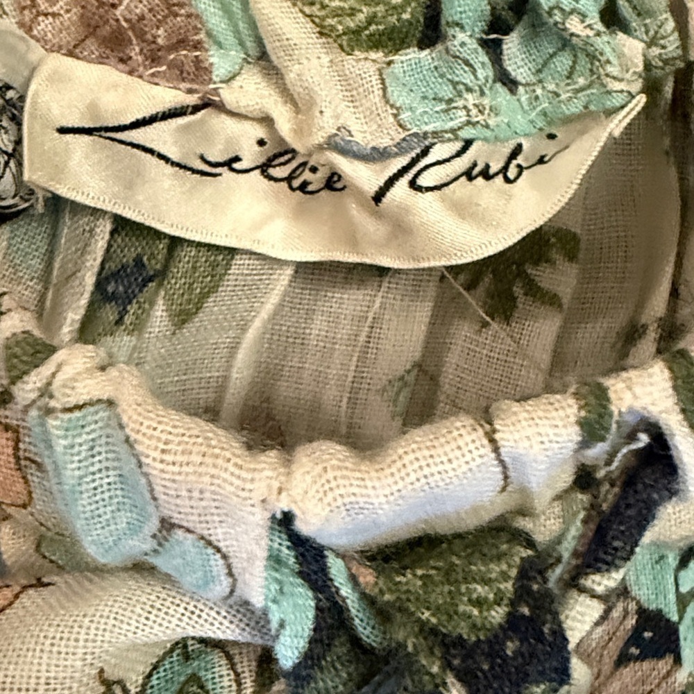 Lillie Rubin Floral Pleated Maxi Skirt in Cream, Blue, Green - Picture 9 of 9
